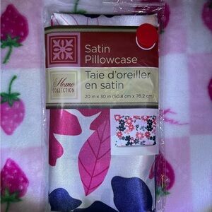Satin Pillowcase with Pink and Blue Floral Design
